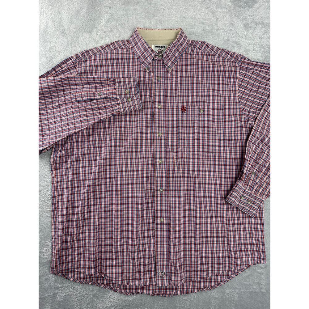 Wrangler PBR Men XL Red Plaid Western Shirt Professional Bull Riders Logo - Picture 3 of 9
